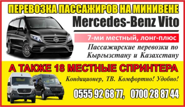 Перевозка пассажиров по Кыргызстану, на минивене Mercedes-Benz Vito