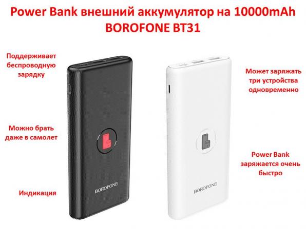 Продам Power Bank внешний аккумулятор на 10000mAh с беспроводной заряд