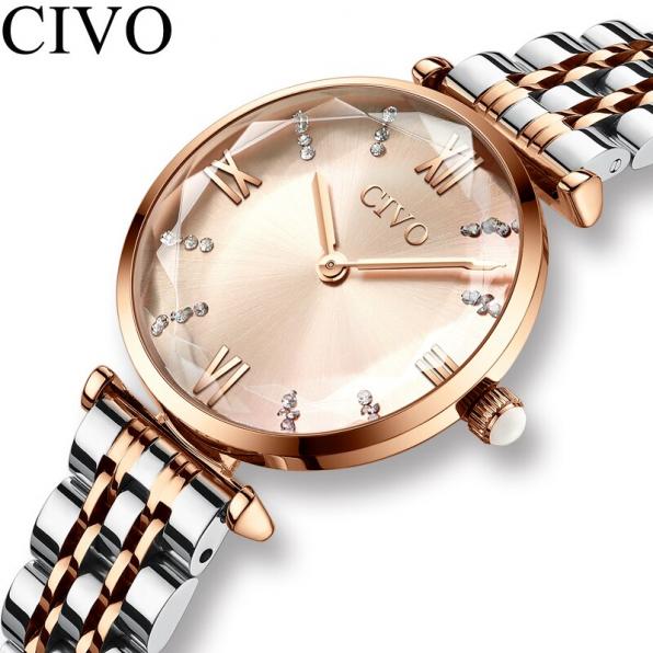 Женские часы с кристаллами из нержавеющей стали CIVO