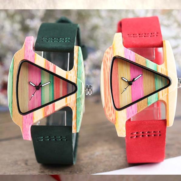 Женские креативные часы треугольник с кожаным ремешком YISUYA