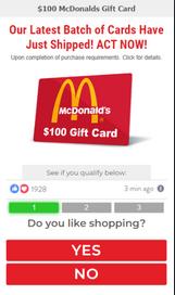 McDonald"s is giving away a chance to win a $100 card, don"t miss out.