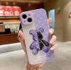 Чехол для iPhone 13 / розово-фиолетовый/ силиконовый / чехол с тедди