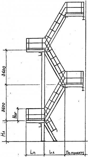 Ограждения ОЛГ 60 стальных лестниц серии 1.450.3-7.94